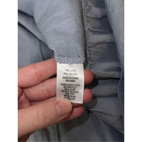 Cynthia Rowley Flutter Sleeves Blue Linen Maxi Dress Women’s Small - Picture 5 of 11